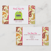 明るい緑のレトロストーブペイズリーシェフケーター 名刺 (正面/裏面)