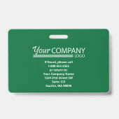 明るい緑のロゴエントリの従業員の写真ID バッジ (裏面)