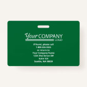 明るい緑のロゴエントリの従業員の写真ID バッジ (裏面)