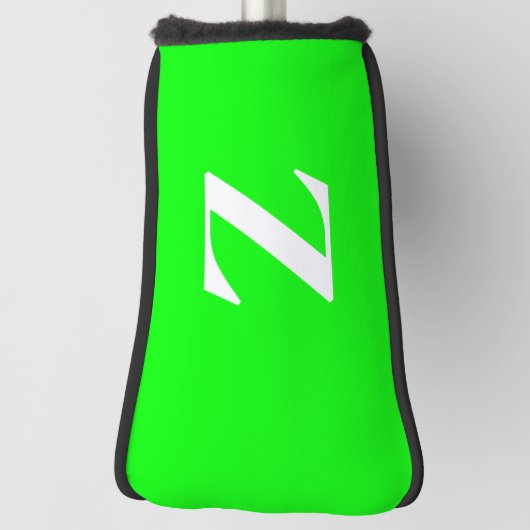 明るい緑の大きな白のモノグラム ゴルフヘッドカバー (回転90)