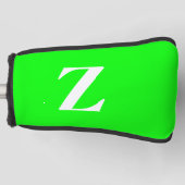 明るい緑の大きな白のモノグラム ゴルフヘッドカバー (正面)