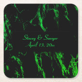 明るい緑の大理石 スクエアペーパーコースター (正面)