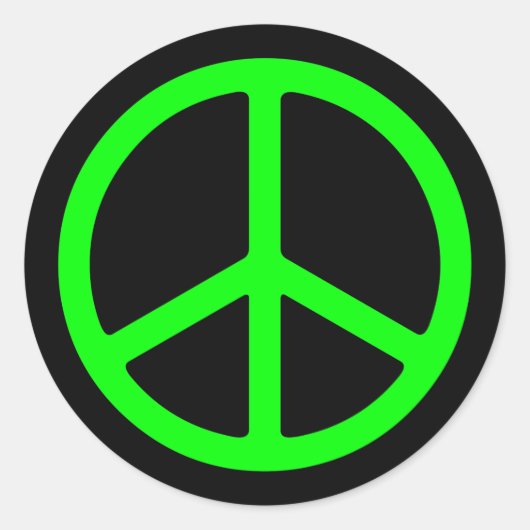 明るい緑の平和のサイン ラウンドシール (正面)