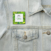 明るい緑の水の色のパーム葉の大きな正方形 名札 (インサイチュ)