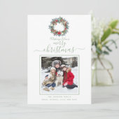 明るい緑の水彩プライドメリークリスマス写真 シーズンカード (スタンド正面)