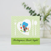 明るい緑の水玉模様を持つポルトガルの鶏。 招待状 (スタンド正面)