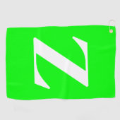 明るい緑の白モノグラム ゴルフタオル (横)