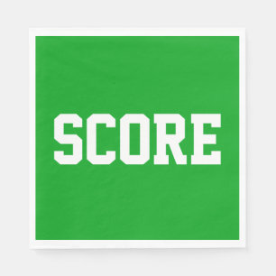 明るい緑の背景にスポーツ風の白いアスリート向けSCOREテキスト スタンダードランチョンナプキン