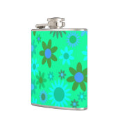 明るい緑の花のパワーパターン フラスク (左)