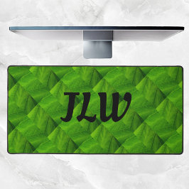 明るい緑の葉自然パターン抽象芸術 デスクマット