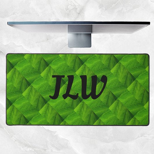 明るい緑の葉自然パターン抽象芸術 デスクマット