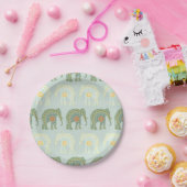 明るい緑の象と曼荼羅 ペーパープレート (パーティー)