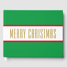 明るい緑の赤い白いストライプクリスマス ゲストブック