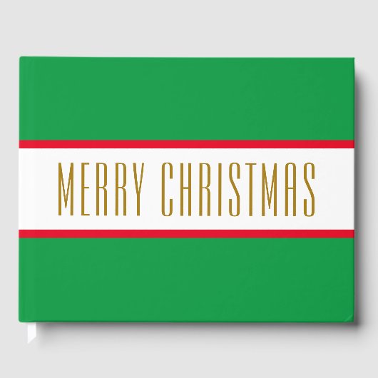 明るい緑の赤い白いストライプクリスマス ゲストブック (正面)