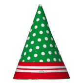 明るい緑の赤い白いストライプ水玉模様 パーティーハット (右)