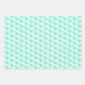 明るい緑の青のリンクハートパターン ラッピングペーパーシート (正面)