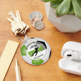 明るい緑の黒いサッカーゴール女子チーム名 キーホルダー