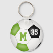 明るい緑の黒いサッカーゴール女子チーム名 キーホルダー (裏面)