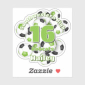 明るい緑の黒いサッカーチームが女の子の男の子を彩る シール (シート)