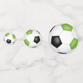 明るい緑の黒いサッカーボールの子供のパーティー コンフェッティ (裏面)