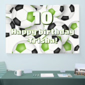 明るい緑の黒いサッカー誕生祝い 横断幕 (トレードショー)