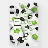 明るい緑の黒いサッカー誕生祝い 横断幕 (縦)
