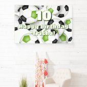 明るい緑の黒いサッカー誕生祝い 横断幕 (インサイチュ)