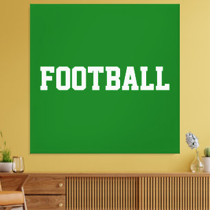 明るい緑地に白抜きのFOOTBALLボールド体 アメリカンフットボール キャンバスプリント