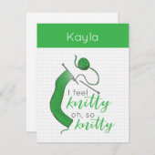 明るい緑感じのニットティ、ああ、そうニット ノートカード (正面/裏面)