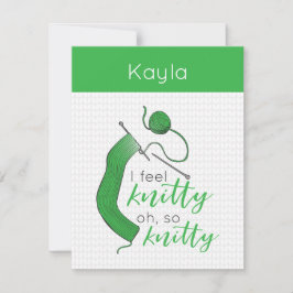 明るい緑感じのニットティ、ああ、そうニット ノートカード