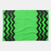 明るい緑色に緑と黒のアクセント キッチンタオル (横)