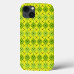 明るい緑色のスコットランドタータンチェック模様 iPhone 13ケース