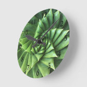 明るい緑色のスパイラルアロエポリフィラポリキュルト ラウンド壁時計 (傾斜)