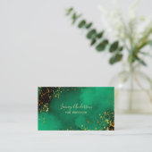 明るい緑色のブラックとフェイク金ゴールドフォイルグリッター 名刺 (スタンド正面)