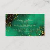 明るい緑色のブラックとフェイク金ゴールドフォイルグリッター 名刺 (裏面)