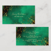 明るい緑色のブラックとフェイク金ゴールドフォイルグリッター 名刺 (正面/裏面)
