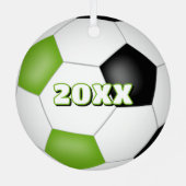 明るい緑色のブラックキープササッカーアスリート メタルオーナメント (裏面)