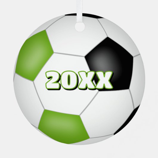 明るい緑色のブラックキープササッカーアスリート メタルオーナメント (裏面)