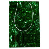 明るい緑色の光沢のあるクリスマスツリーのタラを包む ミディアムペーパーバッグ (正面)