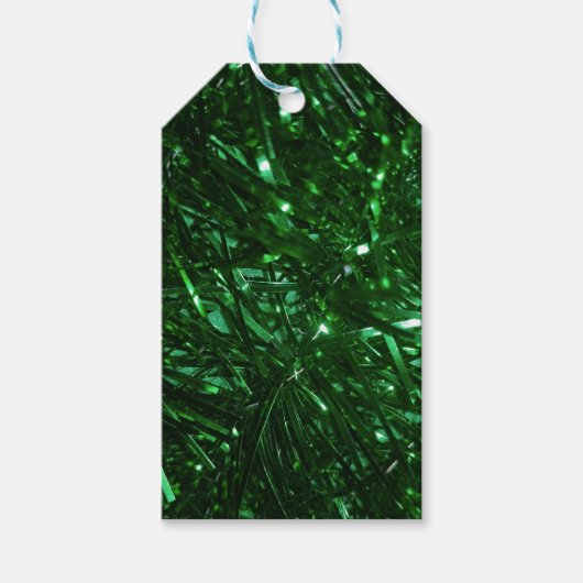明るい緑色の光沢のあるクリスマスツリー ギフトタグ (正面)
