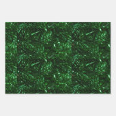 明るい緑色の光沢のあるクリスマスツリー ラッピングペーパーシート (正面3)