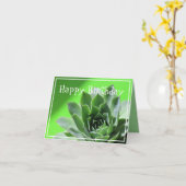 明るい緑色の半白質の多肉植物 カード (黄色い花)