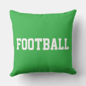 明るい緑色の70年代アスリート風FOOTBALLデザイン クッション (裏面)