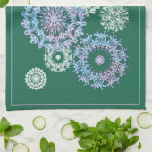 明るい緑茶タオル水彩の雪片 キッチンタオル (折り畳み)