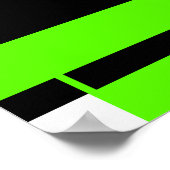 明るい緑、黒のホワイトジオメトリ抽象芸術 ポスター (角)