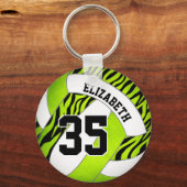 明るい緑wゼブラストライプガールバレーボール キーホルダー (正面)