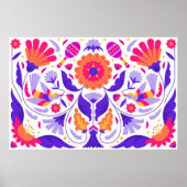 明るい美しいメキシコのフローラフォークアート ポスター (正面)