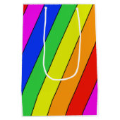明るい美しい虹のストライプ ミディアムペーパーバッグ (裏面)