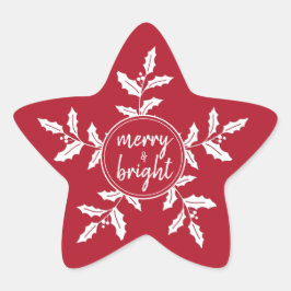 明るい聖降誕祭赤と白の柊 星シール