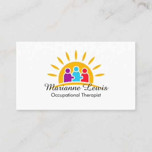 明るい職業モダンセラピスト自閉症のロゴ 名刺 (正面)